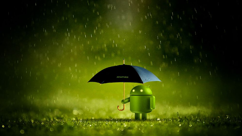 Android under paraply.