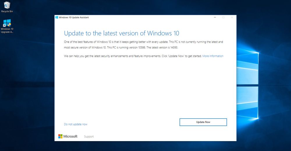 Installasjonen av Windows 10 Anniversary Update kan manuelt startes fra Windows Update eller som her, med et eget program som brukerne kan laste ned.