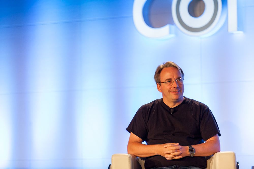 Linux-skaper Linus Torvalds under LinuxCon North America 2016.