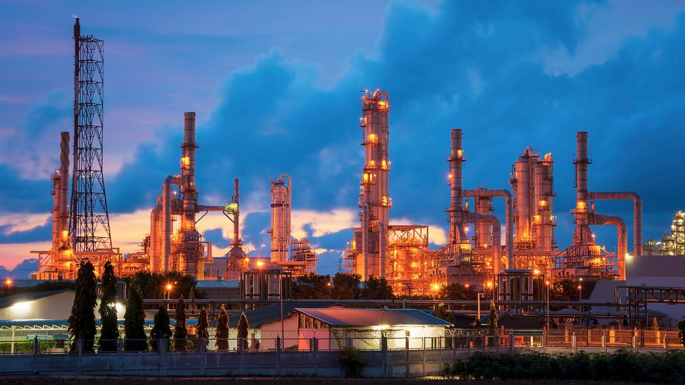 Oil refinery at twilight