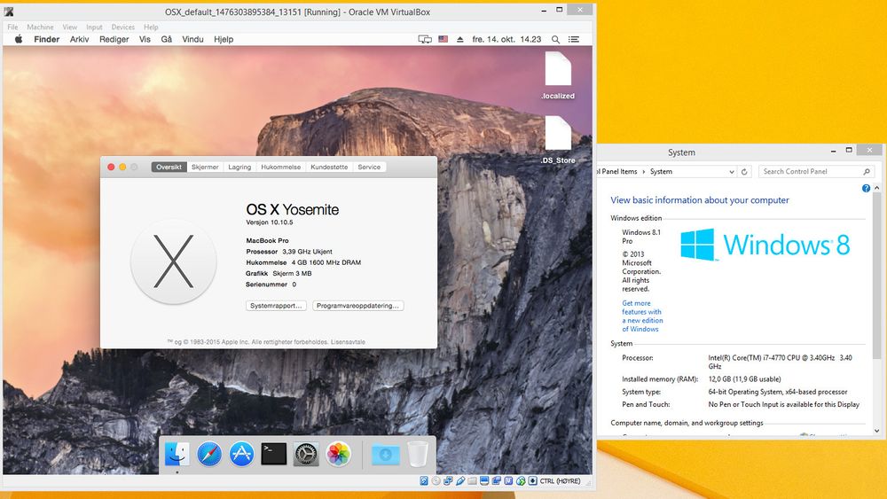 OS X Yosemite kjøres helt fint i VirtualBox, for anledningen på en Windows 8.1-maskin