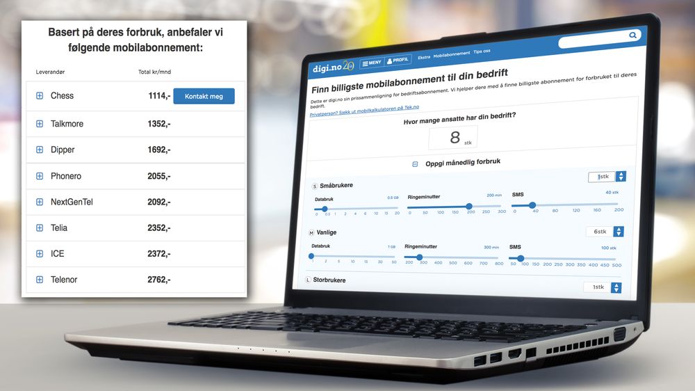 Bedriftsabonnement-kalkulatoren lar deg enkelt finne det billigste mobilabonnementet for bedriften.