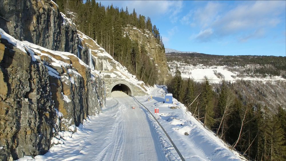 Her er den nye tunellen gjennom Høgberget mellom Vinstra og Skåbu i Gudbrandsdalen.