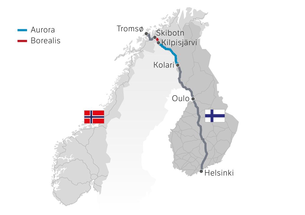 Næringstransport stanser ikke ved landegrenser. Derfor bør heller ikke samarbeidet om effektiv transport gjøre det heller. Pilotprosjektet fra Skibotn til Kilpisjärvi har fått navnet "Borealis". Finland har et tilsvarende prosjekt for den videre strekningen fra Kilpisjärvi til Kolari med navnet "Aurora". Den treårige avtalen om det finsk-norske samarbeidsprosjektet "Aurora Borealis" ble signert i den finske byen Muoinio i februar 2016.