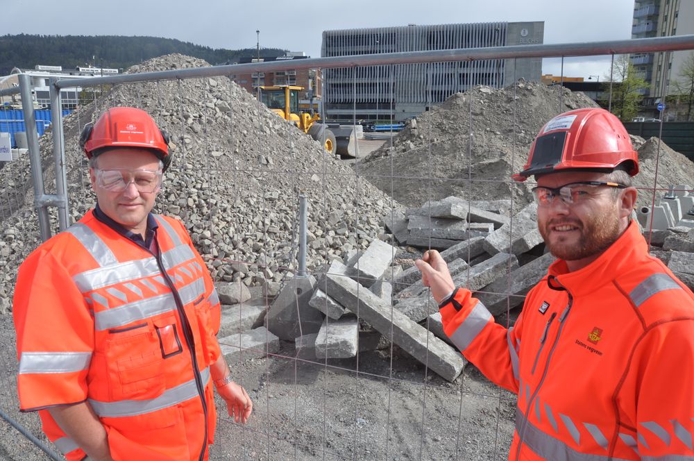 Prosjektleder Tom Hedalen t.v. og byggeleder Thomas Holst i Statens vegvesen