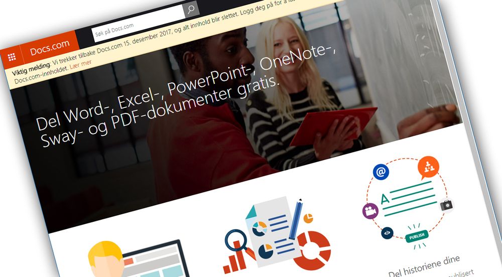 Docs.com forsvinner i desember. Før den tid anbefaler Microsoft brukerne om å flytte alt innhold.