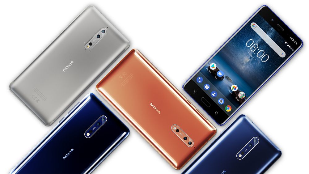 Nokia 8 fås i fire ulike farger.