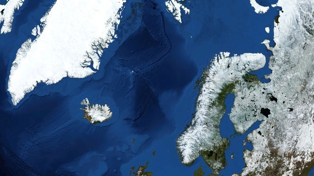 Norskehavet er den delen av Atlanterhavet som ligger mellom Norge, Svalbard og Island. Foto: Nasa