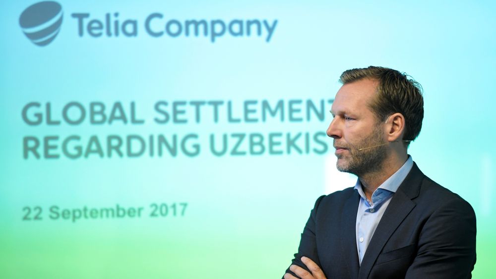 Konsernsjef Johan Dennelind i Telia på en pressekonferanse i Sverige den 22. september, i forbindelse med korrupssjonssaken i Usbekistan.