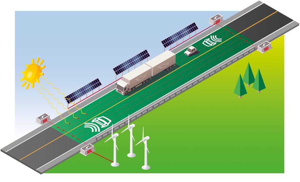 Fremtidsveien: Slik kan E39 bli seende ut. Målet er å gå vogntog til å gå på elektrisitet. Illustrasjon: Statens vegvesen.