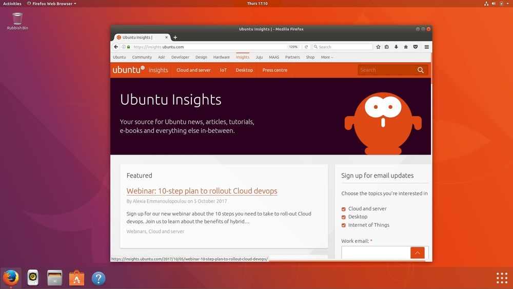 Årets oktoberutgave av Ubuntu har Gnome som standard desktop-brukergrensesnitt.