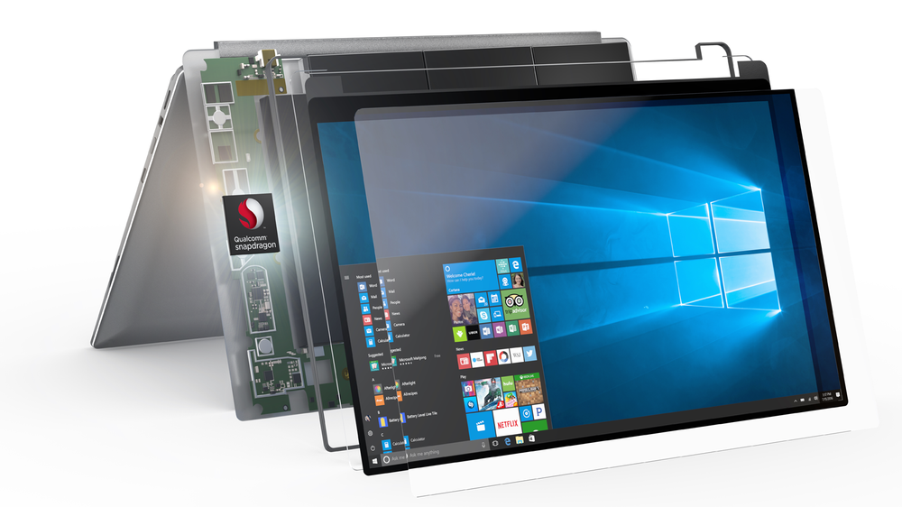 Windows 10 kjører på pc-er med Snapdragon-prosessorer. 
