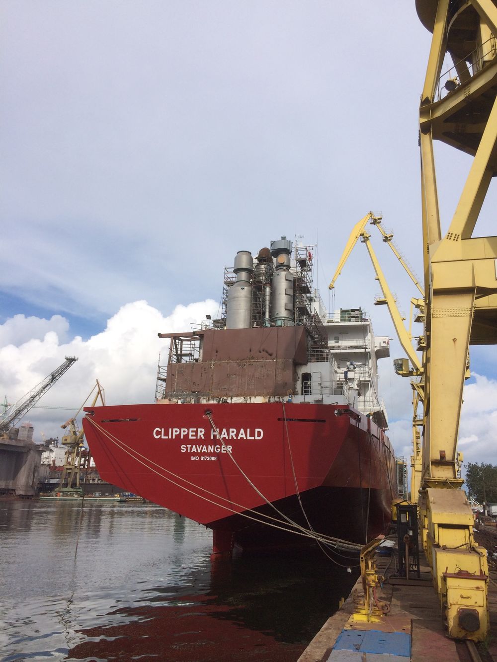 Clipper Harald fikk installert EGR-anlegget på et verft i Polen.