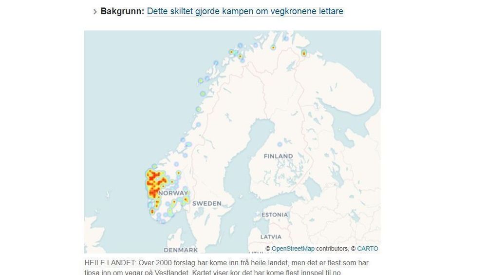 NRk har fått inn over 2.000 forslag til konkurransen «Norges verste veg».