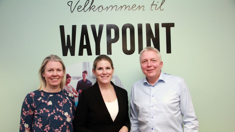 Guro Berild, Marianne Moe-Helgesen og Kjell Rune Tveita ønsker velkommen til Waypoint-avdelingen hos forsikringsselskapet If.