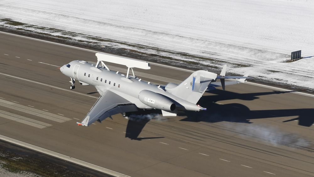 Saab GlobalEye lander i Linköping etter en vellykket jomfruferd.