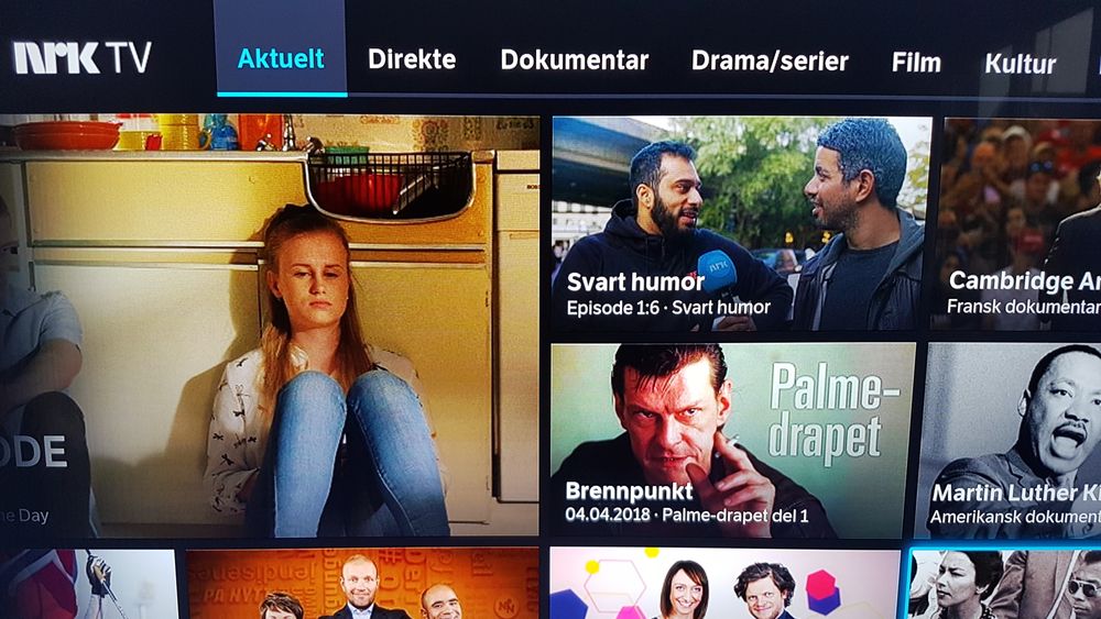 NRKs apper for strømming av innhold er blitt svært populære, særlig blant TV-seere under 50. Her fra selskapets smart-TV-app.