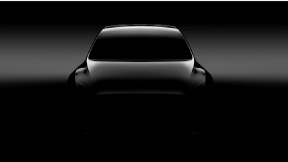En sniktitt på Model Y. Tesla slapp dette bildet i juni 2017.