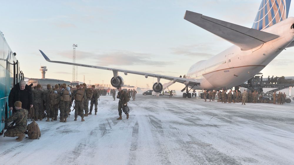 Tre hundre soldater landet på Værnes i januar i fjor.