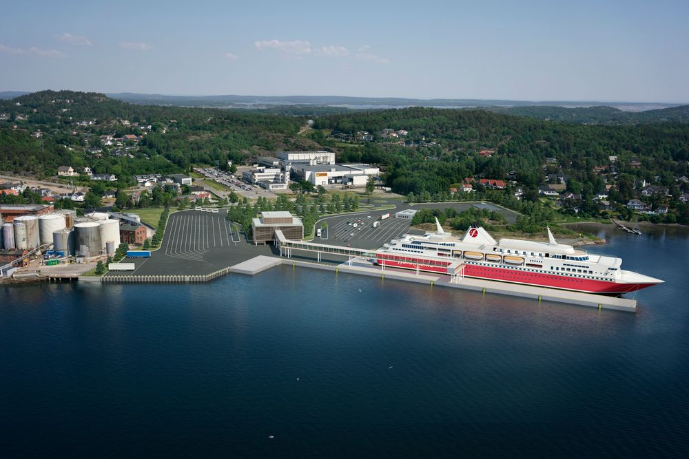 Fjord Line vil kjøpe tomt av Jotun i Sandefjord og bygge moderne fergeterminal på et område tilsvarende 11 fotballbaner.