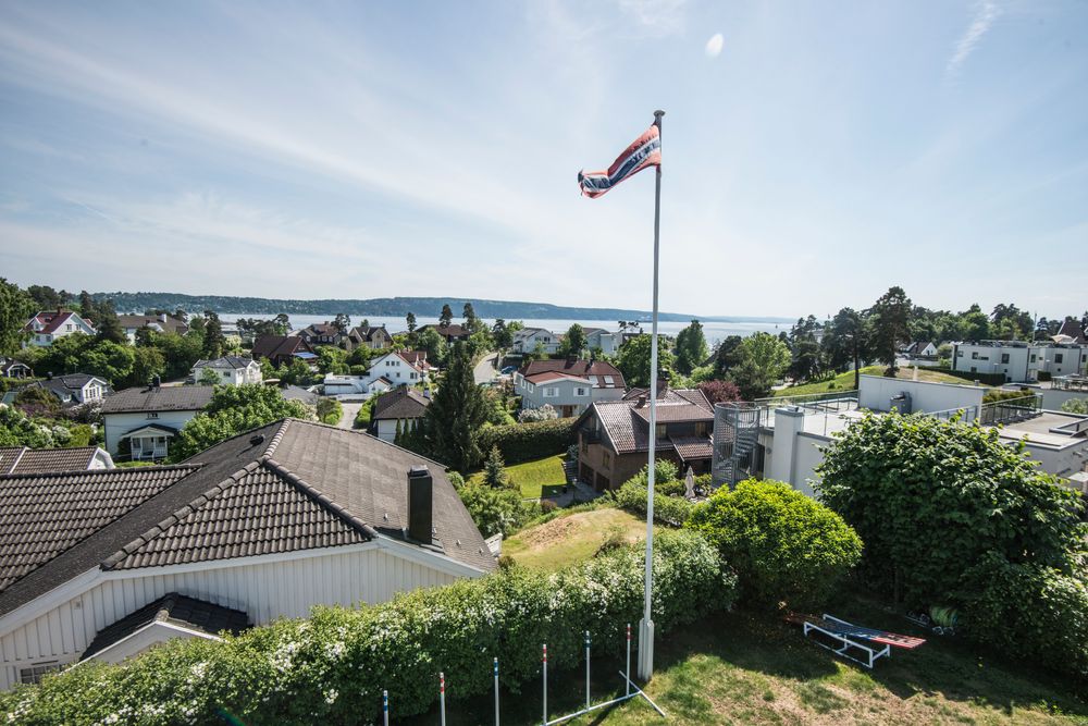Utsikten mot Oslofjorden fra den nye verandaen.