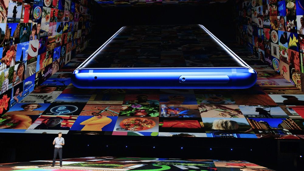 Bildet er fra Samsungs lansering av smarttelefonen Galaxy Note 9 i New York tilbake i august.