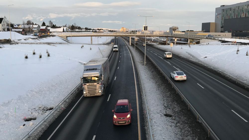 Bildet fra den nye motorveien sør for Trondheim. 