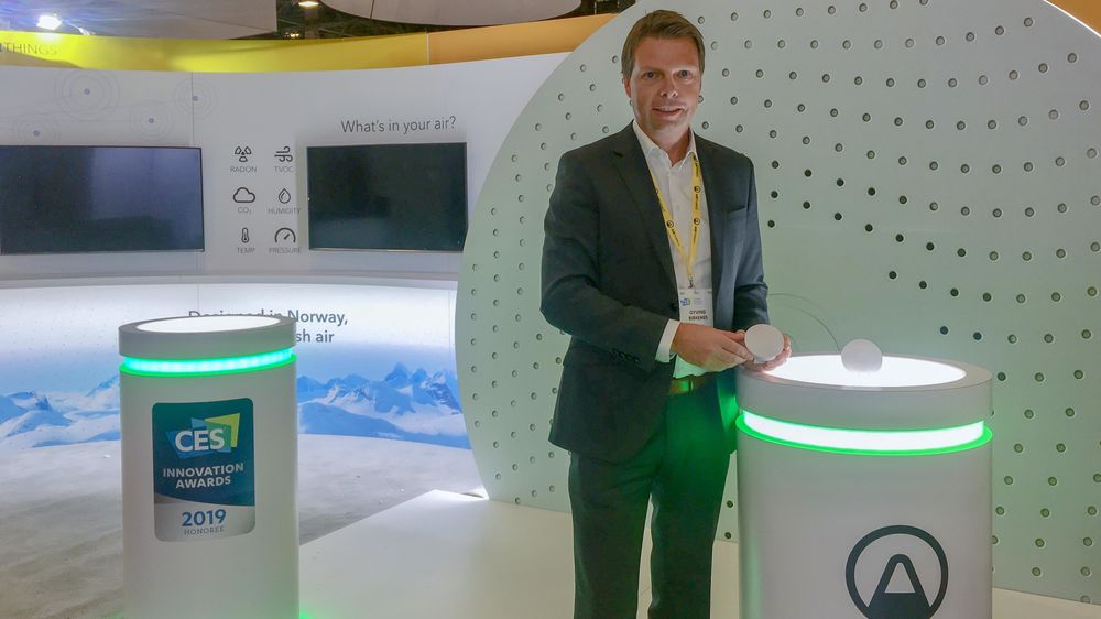 Hver år på CES: Airthings-sjef Øyvind Birkenes gjør som mange andre: Lanserer nye produkter en gang i året, og legger lanseringen til CES i Las Vegas.