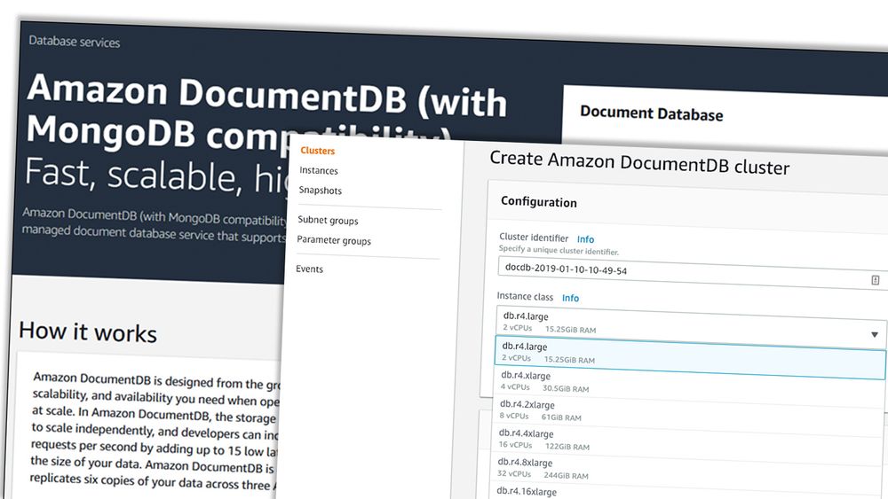 Amazon DocumentDB skal være kompatibel med MongoDB 3.6.
