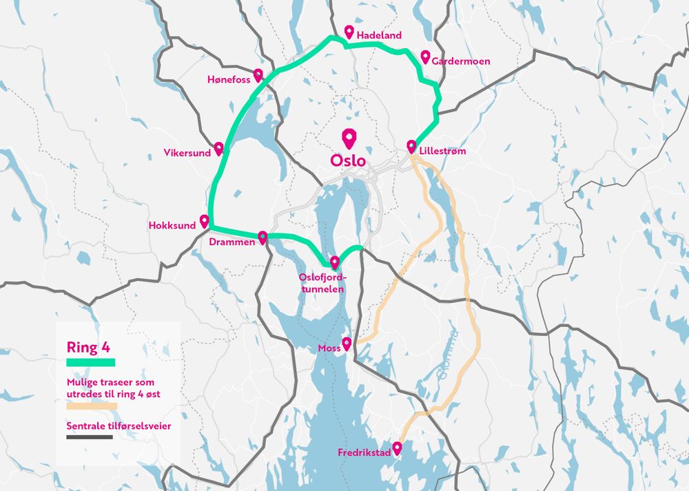 En moderne ring 4 med god veistandard vil kunne lose all trafikk som ikke skal til Oslo utenom hovedstaden