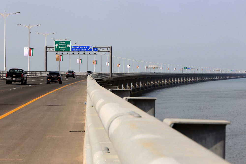 A view of the Sheikh Jaber causeway in Kuwait City on May 1, 2019. - Kuwait today inaugurated one of the world's longest causeways, linking the oil-rich Gulf state's capital to an uninhabited border region set to become a major free trade hub. The 36-kilometre (22-mile) bridge connects Kuwait City to the northern desert area of Subbiya, where Kuwait aims to create the "Silk City" project linking the Gulf to central Asia and Europe. (Photo by Yasser Al-Zayyat / AFP)