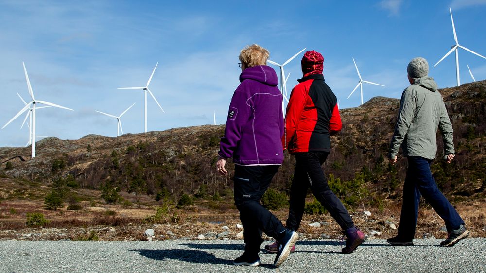 Vi kan ikke pålegge noen å bygge vindmøller der det ikke er lokal aksept for det, sier Sandra Borch (Sp). Bildet er fra Midtfjellet vindpark i Fitjar i Hordaland.