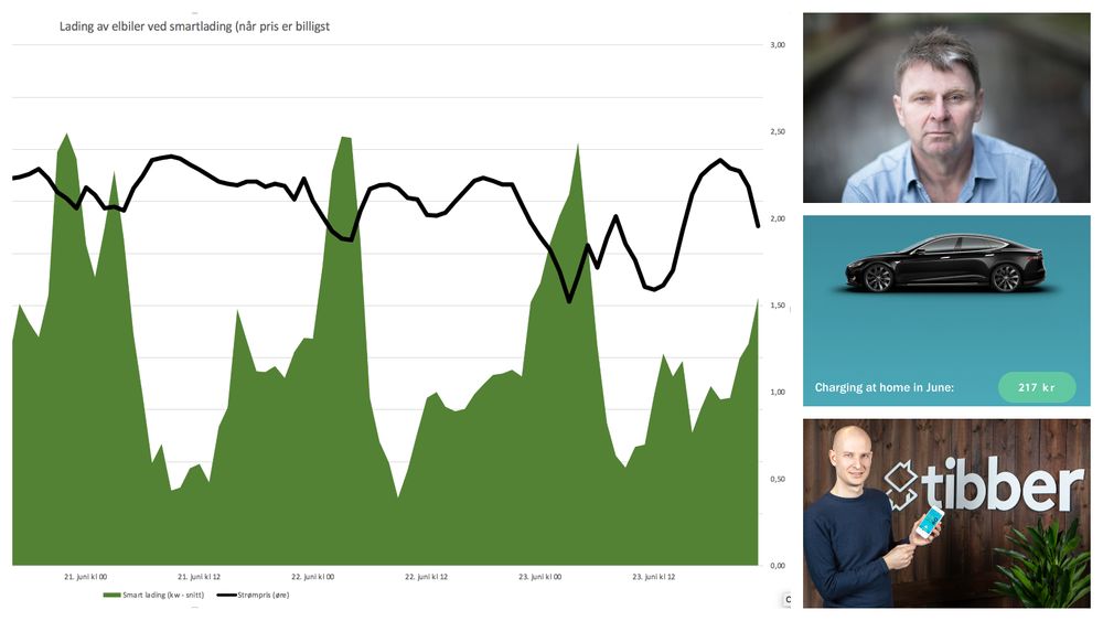 Tibber ser at 60 prosent av kundene deres allerede bruker funksjonen i appen som styrer elbil-ladingen inn mot de billigste timene i døgnet. Dette gir et annet lademønster enn for de andre kundene.