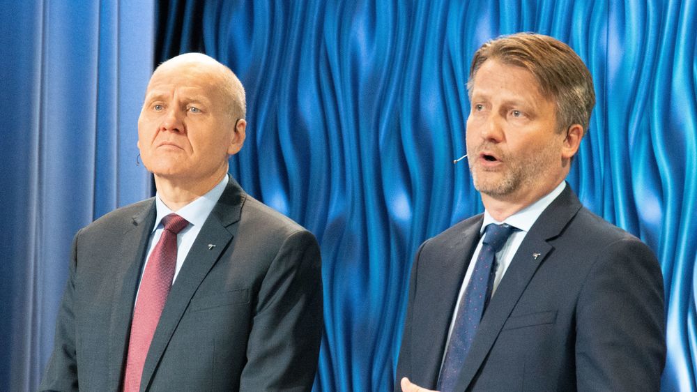 Konsernsjef Sigve Brekke (til venstre) og finansdirektør Jørgen C. Arentz Rostrup i Telenor presenterer tallene for andre kvartal i morgen, tirsdag.