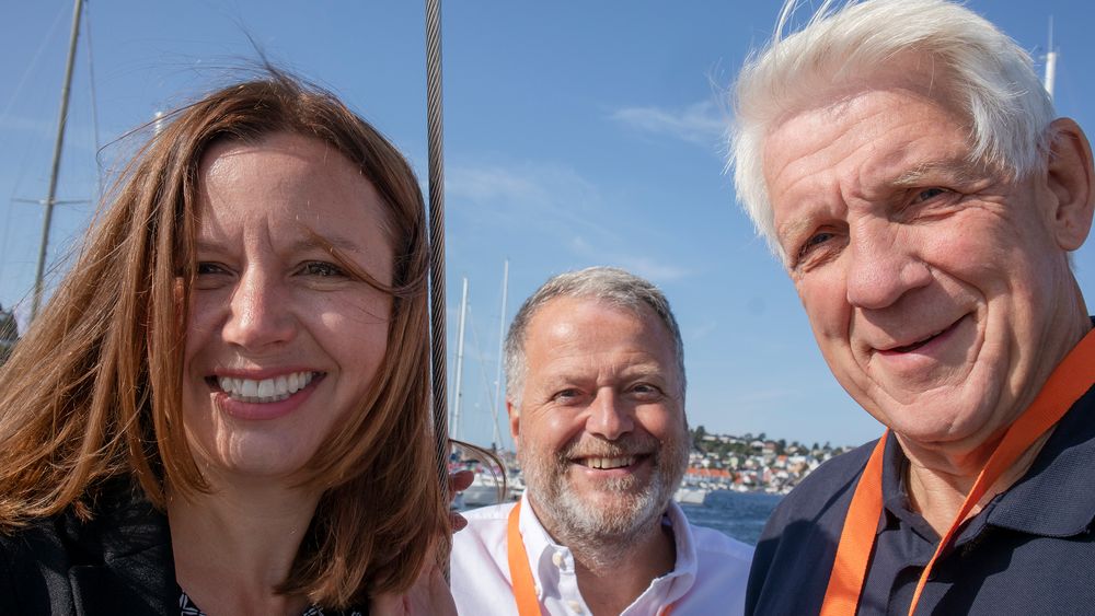 Dagens gjest: Astrid Skarheim Onsum. Til høyre Jan M. Moberg og Odd Richard Valmot.