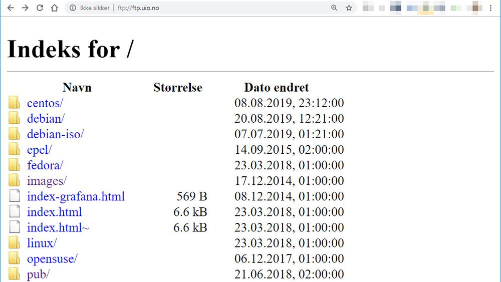 Universitetet i Oslo tilbyr fortsatt filer via FTP. Om et års tid vil disse ikke lenger kunne lastes ned via FTP med Google Chrome.