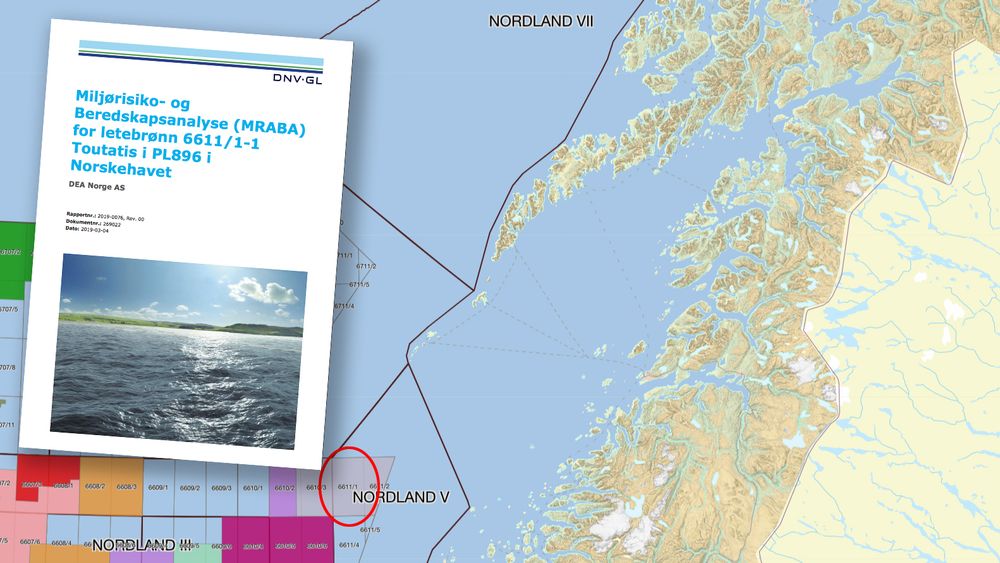6611/1-blokken (rød ring), der Toutatis-brønnen skal bores, ligger ved inngangen til Vestfjorden I Lofoten