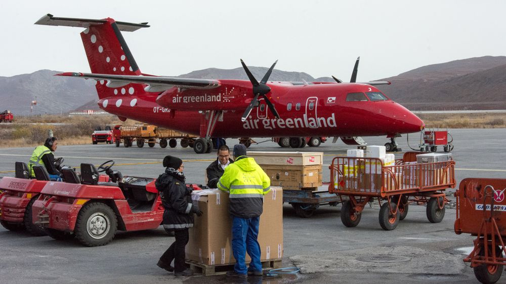 Det var dette Bombardier Dash 8-200-flyet (OY-GRJ) som var involvert i den alvorlige luftfartshendelsen på Nuuk lufthavn på Grønland 30. mai 2019. Dette bildet er tatt på den planlagte destinasjonen, Kangerlussuaq.