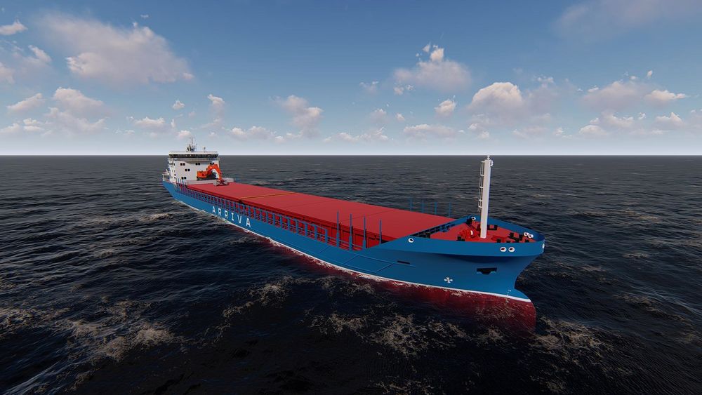 Arriva Shipping får levert et nytt hybrid bullskip i 2020. Det 119,5 meter lange skipet har en dødvekt på 7.600 tonn.