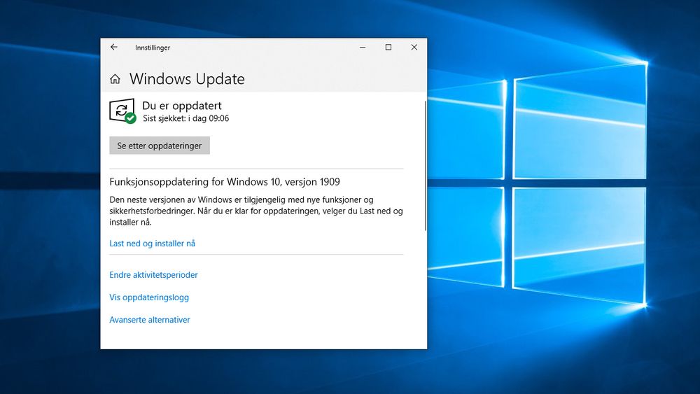 Windows 10, versjon 1909 er klar for installering.