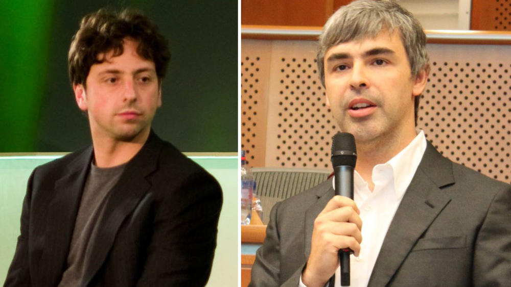 Google-grunnleggerne Sergey Brin (t.v.) og Larry Page.