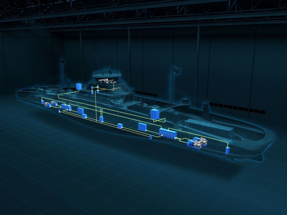 3D-modellen viser hvordan teknologien på de nye ferjene er satt opp fra ror til propell.