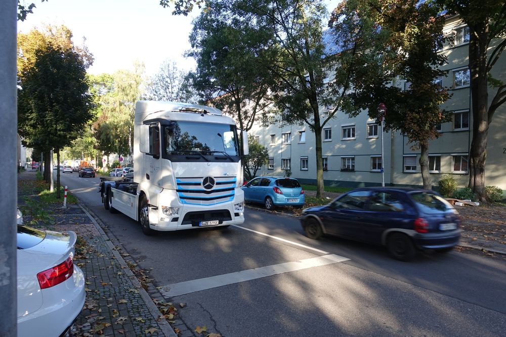 Den elektriske lastebilen e-Actros fra Mercedes.