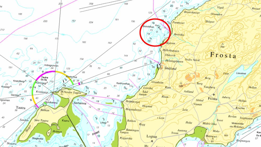 Stridens kjerne var plasseringen av et sjømerke i dette området av Trondheimsfjorden (se markering).