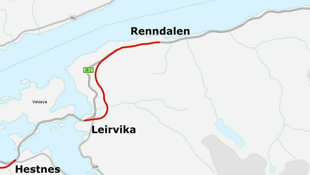 Kontrakten for bygging av E39 Leirvika-Renndalen på 4,8 kilometer er nå lyst ut på anbud.