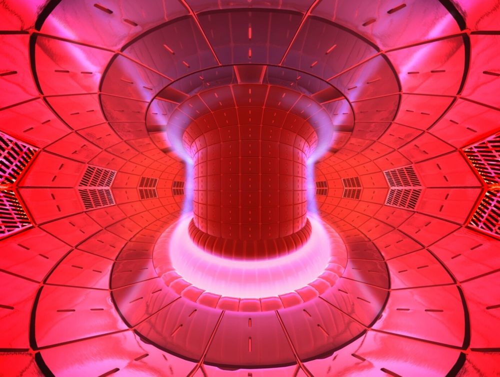Illustrasjon av plasmaet inni fusjonsreaktoren ITER som er under bygging i Frankrike.