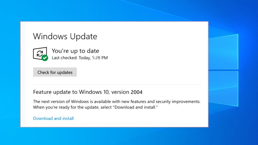 Oppdater til Windows 10, version 2004, i Windows Update.
