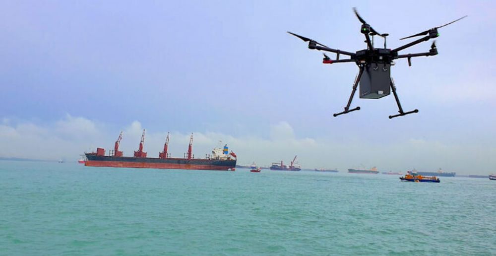 F-Drones leverte en pakke 2,7 kilometer fra land 29. april 2020.