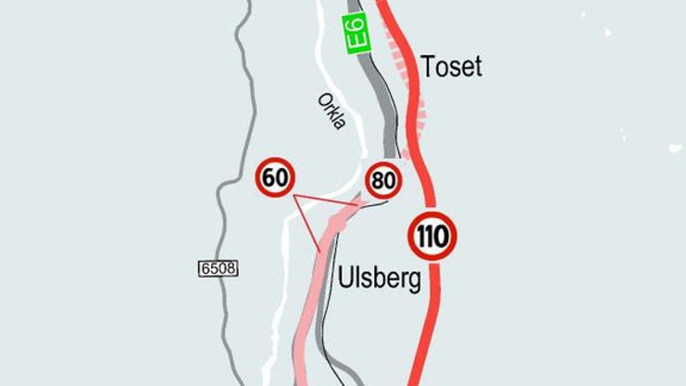 Kartet viser opprinnelig og ny plan for E6-utbyggingen på Ulsberg
