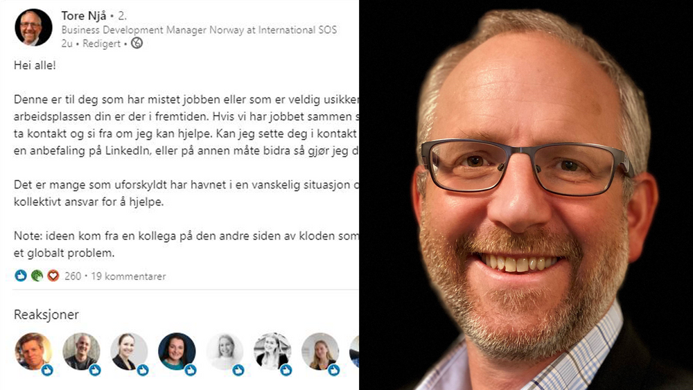 Tore Njå i International SOS skrev en LinkedIn-post for å hjelpe permitterte og konkursrammede.